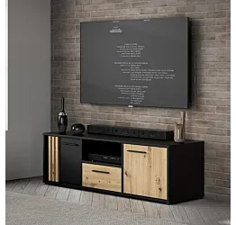 porta tv rovere e nero