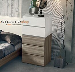 Settimino Bicolor con 5 cassetti di alta qualità in Frassinato bianco e Olmo