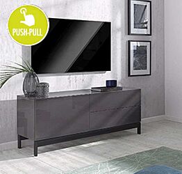Porta TV di design, 2 cassetti 1 anta in finitura antracite lucido