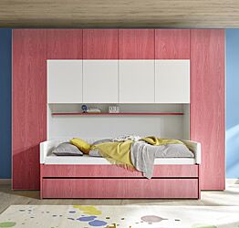 Armadio a ponte a 6 ante battenti bianco opaco e rosso