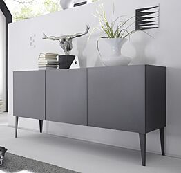 Credenza Moderna, Madia di design, 3 ante, Grigio Opaco con piedini