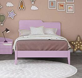 Letto una piazza e mezza Folder con testata in legno, finitura Papaya