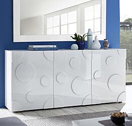 Madia Cerchio a 3 ante, finitura bianco lucido, design moderno