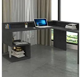 Scrivania angolare 2 vani portaoggetti, 180/160x90x60 h cm, Antracite