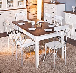 Tavolo allungabile in legno massello bianco marrone, 160x90 cm