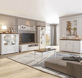 Sala completa composta da 2 vetrine, porta TV, mensola, madia e tavolino