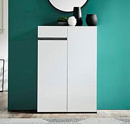 Scarpiera da ingresso, 2 ante 1 cassetto, Bianco lucido, pronta consegna