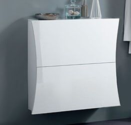 Scarpiera a 2 ante curve bianco laccato lucido, linea arco