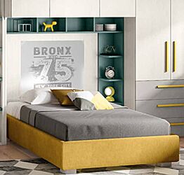 Letto Sommier con contenitore senza testata in finitura Senape
