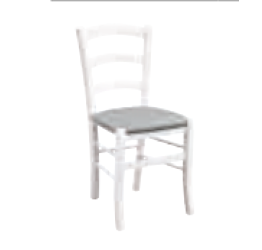 Sedia in finitura laccato bianco con fondino grigio
