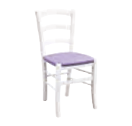 Sedia in finitura laccato bianco con fondino lilla