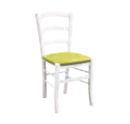 Sedia in finitura laccato bianco con fondino lime