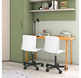 Scrivania moderna con gambe in metallo in finitura Miele