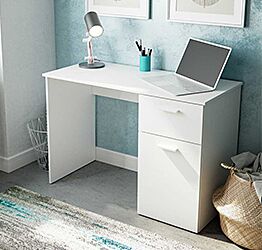 Scrivania bianca opaco con anta e cassetto