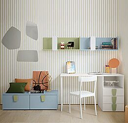 Scrivania con cassettiera Rovere bianco e Oliva