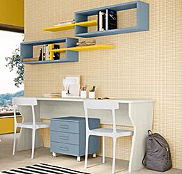 Scrivania L.180 con doppia postazione, finitura Rovere gesso