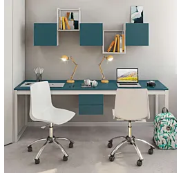 scrivania blu doppia