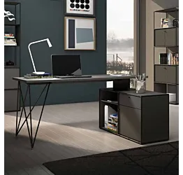 Scrivania moderna con cassettiera nera