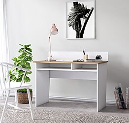 Scrivania Ankara rovere e bianca con vani 