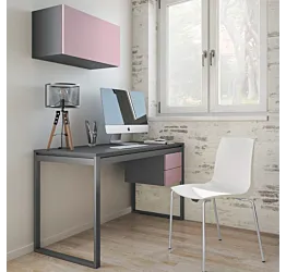 scrivania lilla e grigia