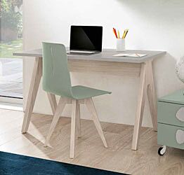 Scrivania per camerette con piana Grigia Seta e gambe Olmo Natura
