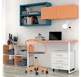 Scrivania per ragazzi in finitura Papaya, Cemento artico e Cadaques