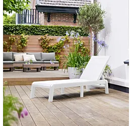 Sdraio reclinabile, 188x29x58 h cm, color Bianco