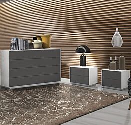 Set moderno composto da comodini e comò 4 cassetti