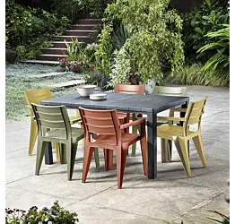 Set di 6 sedie da esterno, 62x79x59 h cm, color Verde, Rosso e Giallo