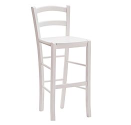 Sgabello con fondino in legno, laccato bianco