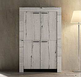 Madia contenitore 4 ante stile shabby chic, rovere neve