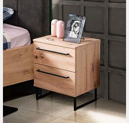 Comodino on 2 cassetti, finitura Rovere