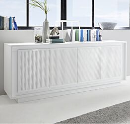 Credenza Moderna, Madia di Design, 4 ante, Bianco Opaco Serigrafia Sigaretta