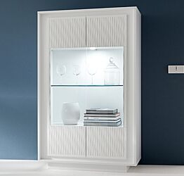 Vetrina Design Moderno, 2 ante Alta, Bianco Opaco con frontali serigrafia Sigaretta