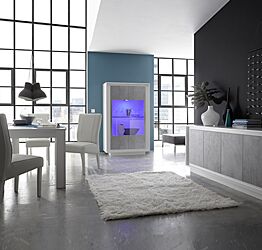 Sala completa, collezione Venus bianco opaco con frontali beton