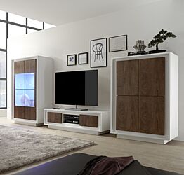 Parete completa, solo come in foto, bianco opaco con frontali cognac