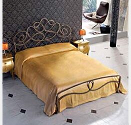 Letto in ferro battuto  Vivaldi, colore marrone anticato oro, made in Italy