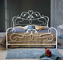 Letto in ferro battuto Debussy, colore bianco confetto, made in Italy