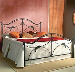 Letto in ferro battuto Donizetti, color grafite, made in Italy