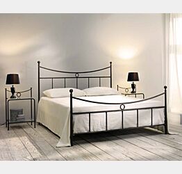 Letto in ferro battuto Wolf, colore marrone anticato oro, made in Italy