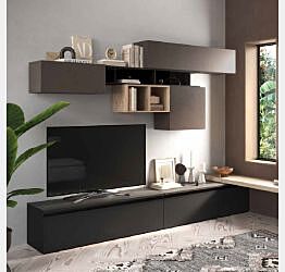 Parete Attrezzata angolare, vendita online, colori Bronzo, Cadiz e Lava