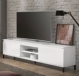 Mobile porta TV moderno finitura Bianco Lucido, Made in Italy