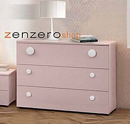 Comò moderno per camerette per ragazze, finitura Rosa confetto Zenzero Shop