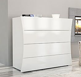 Cassettiera, Comò moderno a 4 cassetti sagomati, linea arco