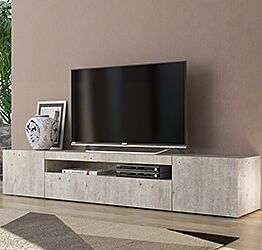 Base Porta TV moderna a 2 ante e 1 ribalta, finitura Cemento Zenzero Shop