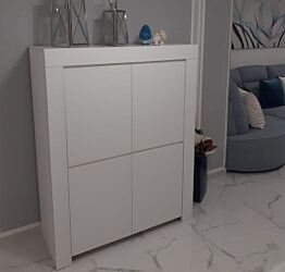 ACQUISTA ANCHE TU Madia alta laccata bianco opaco a 4 ante e maniglia a gola