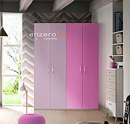 Armadio H.195 per camerette con 4 ante battenti in finitura LACCATO con struttura in Larice