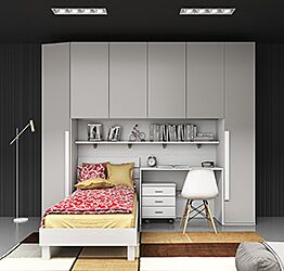 Armadio a ponte Airone con 6 ante battenti in finitura Larice bianco e Tortora 