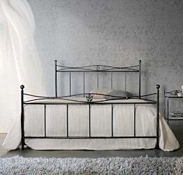 Letto in ferro battuto  Kellner, colore nero anticato argento, made in Italy