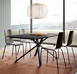 Tavolo di design L.160 allungabile, colore ardesia scura, Made in Italy